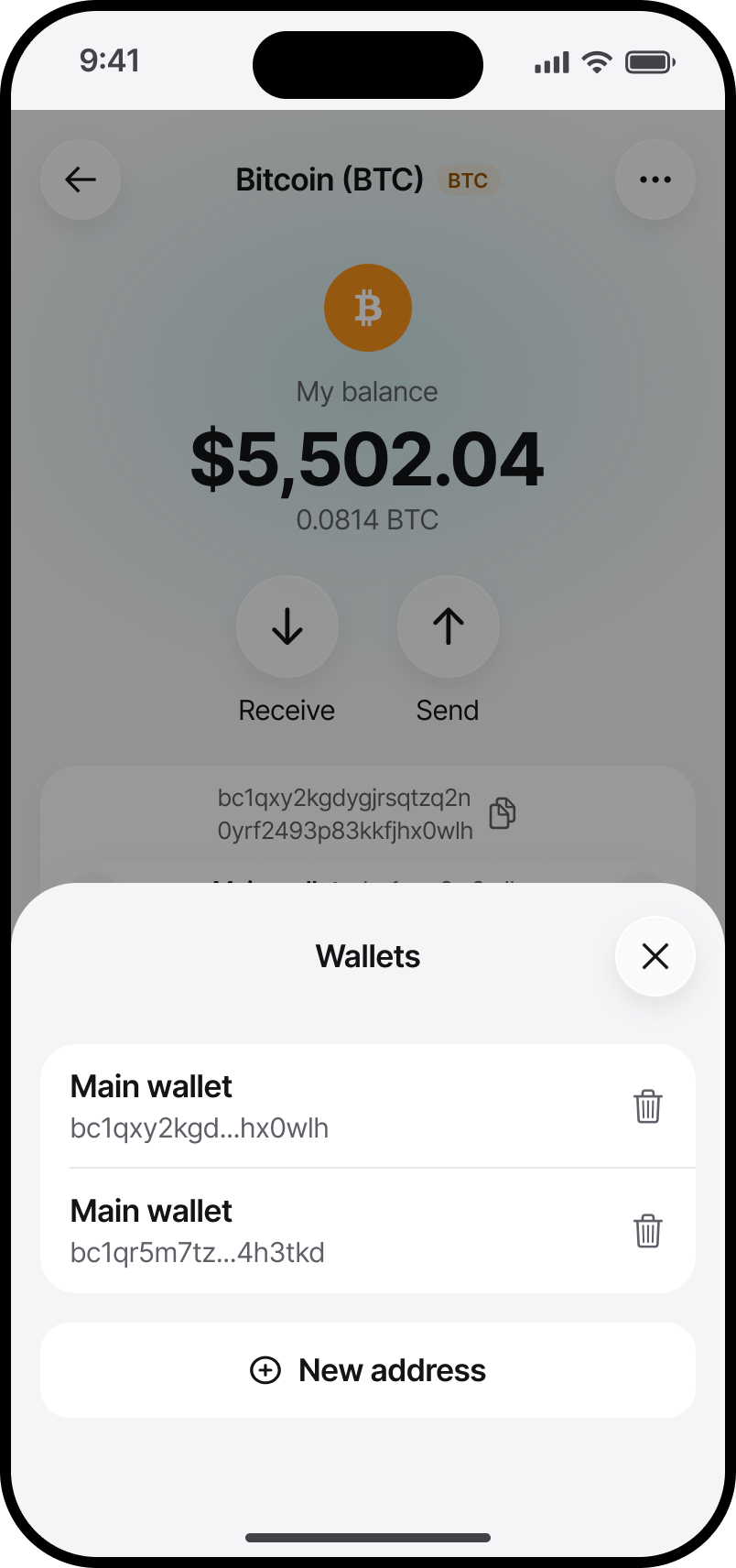 Eldo Wallet Wallets screen